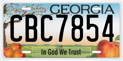 GA license plate CBC7854