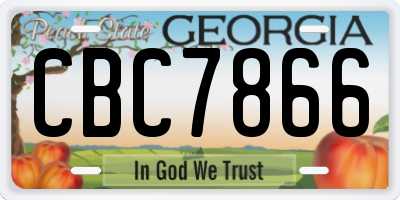 GA license plate CBC7866