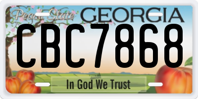 GA license plate CBC7868