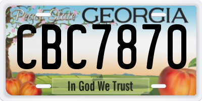 GA license plate CBC7870