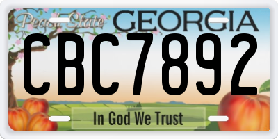 GA license plate CBC7892