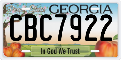 GA license plate CBC7922