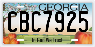 GA license plate CBC7925