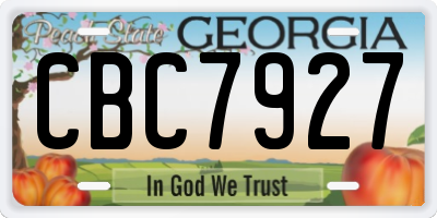GA license plate CBC7927