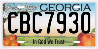 GA license plate CBC7930