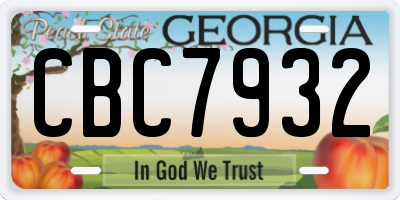 GA license plate CBC7932