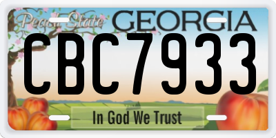 GA license plate CBC7933