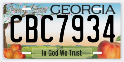 GA license plate CBC7934