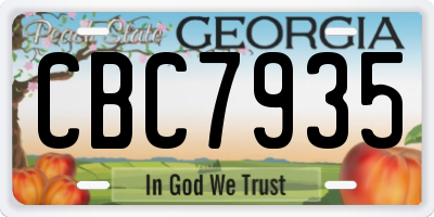 GA license plate CBC7935