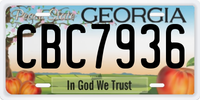 GA license plate CBC7936