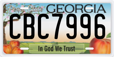 GA license plate CBC7996