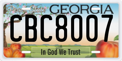 GA license plate CBC8007