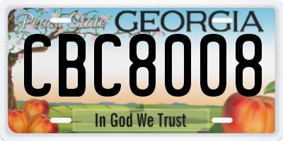 GA license plate CBC8008