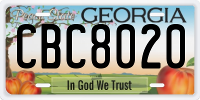 GA license plate CBC8020