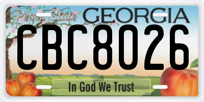 GA license plate CBC8026