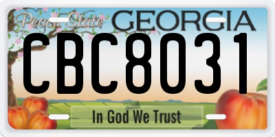GA license plate CBC8031