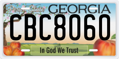 GA license plate CBC8060