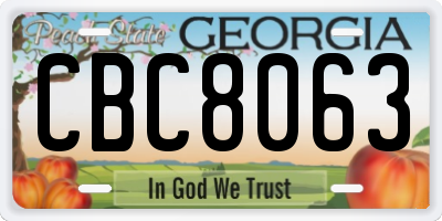 GA license plate CBC8063