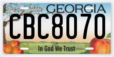 GA license plate CBC8070
