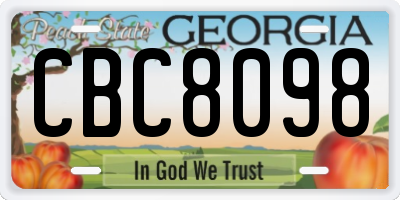 GA license plate CBC8098