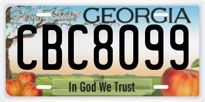 GA license plate CBC8099