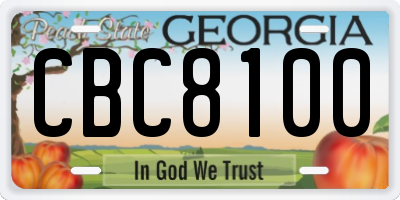 GA license plate CBC8100