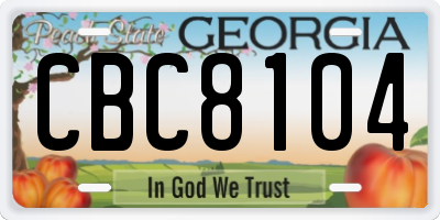 GA license plate CBC8104