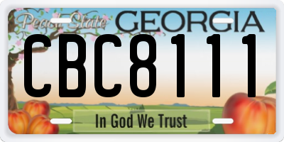 GA license plate CBC8111
