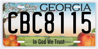 GA license plate CBC8115