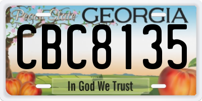 GA license plate CBC8135