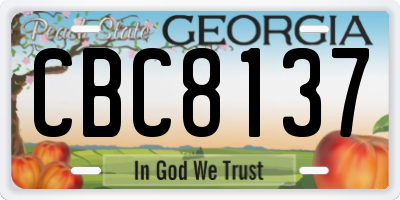 GA license plate CBC8137