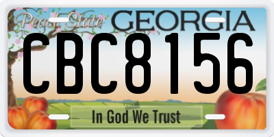 GA license plate CBC8156