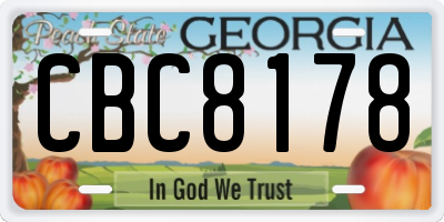 GA license plate CBC8178