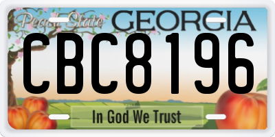 GA license plate CBC8196