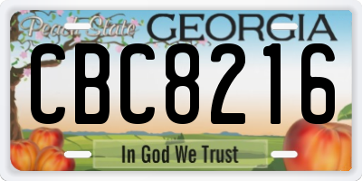 GA license plate CBC8216