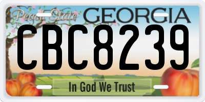 GA license plate CBC8239