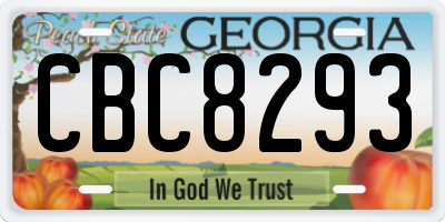 GA license plate CBC8293