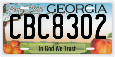 GA license plate CBC8302