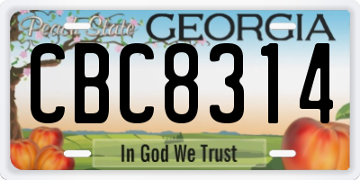 GA license plate CBC8314