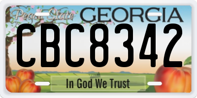 GA license plate CBC8342
