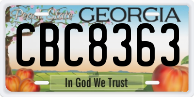 GA license plate CBC8363