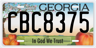 GA license plate CBC8375