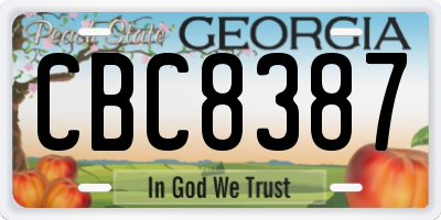GA license plate CBC8387
