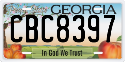 GA license plate CBC8397