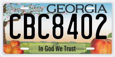 GA license plate CBC8402