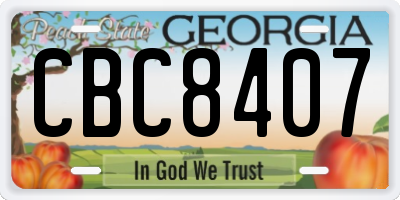GA license plate CBC8407