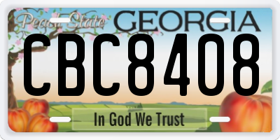 GA license plate CBC8408