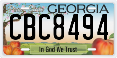 GA license plate CBC8494