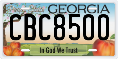 GA license plate CBC8500