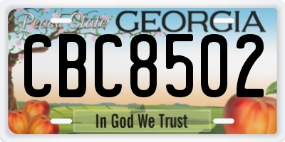 GA license plate CBC8502